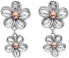 Silver flower earrings with diamonds Forget me not DE617