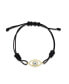 Фото #1 товара Black Cord Yellow Gold Tone CZ Evil Eye Bracelet