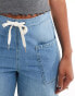 Фото #5 товара Vero Moda drawstring cargo wide leg denim jeans in light blue