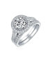 ფოტო #2 პროდუქტის Art Deco Style 3CT Round CZ Halo Pave Band Ring Set For Women .925 Sterling Silver