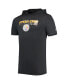 ფოტო #3 პროდუქტის Men's Heathered Black Pittsburgh Steelers Team Brushed Hoodie T-shirt