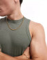 ASOS DESIGN muscle vest with racer neck in khaki