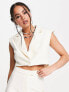 Фото #7 товара Kyo The Brand sleeveless boxy cropped blazer co-ord in cream