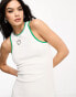 Only exclusive racer neck contrast binding maxi dress in white & green