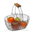 Fruit Bowl Versa Grey Oval Metal Wood Steel (18 x 9,5 x 23,5 cm)