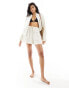 ASOS DESIGN Isabel mix & match linen look oversize beach shirt in neutral