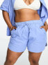 Esmee Plus beach linen mix short co-rd in denim blue