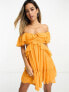 Фото #1 товара ASOS DESIGN ruffle cut out off the shoulder mini dress in orange