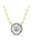 Cubic Zirconia with Black Rhodium Halo Necklace, 18K Gold over Silver