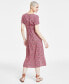 Фото #2 товара Women's Floral Print Button Front Midi Dress
