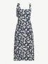 Free Assembly Midi Slip Dress Women's XS Navy Floral Tie Shoulder Square Neck