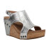 Фото #4 товара Corkys Tiffanee Studded Metallic Wedge Womens Silver Casual Sandals 41-0266-SIL