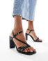 Фото #2 товара New Look knot slim block heeled sandal in black