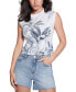 Women's Tobacco Palms Printed Corset T-Shirt Белый, XS - фото #1