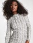 Miss Selfridge Premium embellished long sleeve rope detail mini dress in silver