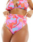 Фото #4 товара ASOS DESIGN Curve reversible high leg high waist bikini bottom in abstract print