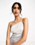 Фото #3 товара Extro & Vert Tall – Satin-Maxikleid in Stein mit One-Shoulder-Träger und Schlitz