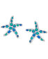 ფოტო #4 პროდუქტის Lab-Created Blue Opal Starfish Stud Earrings in Sterling Silver