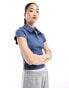 Фото #1 товара ASOS DESIGN short sleeve waffle fitted polo top in blue