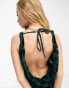 Фото #6 товара Sisters Of The Tribe cowl front maxi dress with open back in green burnout velvet