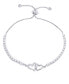 Фото #1 товара Cubic Zirconia Linked Hearts Adjustable Bolo Bracelet in Silver Plate