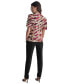 Women's Printed Balloon-Sleeve Twist-Neck Top