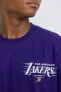 Фото #11 товара Fit Nba Los Angeles Lakers Oversize Fit Bisiklet Yaka Kısa Kollu Tişört B7480ax24sp