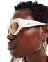 Фото #3 товара COLLUSION sunglasses with white frame and yellow lens