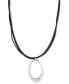 Фото #1 товара Open Drop Leather Cord Pendant Necklace, 16" + 3" extender