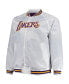 Фото #3 товара Куртка для мужчин Mitchell&Ness Los Angeles Lakers белая в стиле Hardwood Classics, больших размеров, с рукавами "Рэглан" и застежкой на кнопки