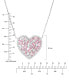 ფოტო #3 პროდუქტის Pink & White Cubic Zirconia Heart Halo Pendant Necklace in Sterling Silver, 18" + 2" extender