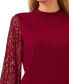 ფოტო #3 პროდუქტის Women's Sheer-Sequin-Sleeve Mock-Neck Cotton Sweater