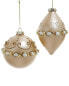 Kurt Adler Set Of 2 4.5In Glass Ball/Finial With Pearl Ornaments Multicolor