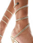 Simmi London Peony spiral heeled sandal in gold snake