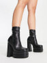 Фото #2 товара ASOS DESIGN Wide Fit Evelyn high-heeled platform boots in black