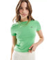 Фото #1 товара Lacoste crew neck ribbed short sleeve t-shirt in green