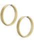 Фото #3 товара Harlow Linear Texture Gold-Tone Stainless Steel Hoop Earrings