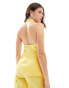 Фото #4 товара Mango linen mix halter co-ord waistcoat in yellow