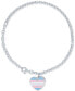 ფოტო #3 პროდუქტის Diamond Accent & Rainbow Enamel Pride Double Heart Charm Bracelet in Sterling Silver