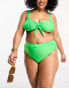 Фото #3 товара Brave Soul Plus tie front bikini top in green