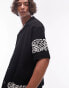 Фото #2 товара Topman oversized fit button through jersey polo with embroidery in black