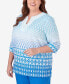 Plus Size Neptune Beach Ombre Diamond Print Tunic Top