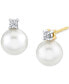 ფოტო #1 პროდუქტის Cultured Freshwater Pearl (6mm) & Diamond Accent Stud Earrings in 14k Gold