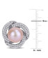 Pink Cultured Freshwater Pearl (10-1/2mm) & Cubic Zirconia Love Knot Stud Earrings in Sterling Silver