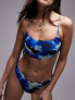 Topshop mix and match square neck cami bikini top in ink print