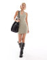 Labelrail x Olivia Grace Herring plunge front knitted halter dress in gold