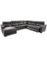 Фото #7 товара Gabrine 6-Pc. Leather Sectional with 2 Power Headrests & Chaise, Created for Macy's