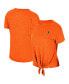 ფოტო #1 პროდუქტის Women's Orange Distressed Miami Hurricanes Finalists Tie-Front T-shirt