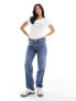 ONLY Petite Jaci mid rise straight jeans in mid blue wash