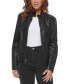 Фото #7 товара Faux-Leather Latch Collar Lined Moto Racer Jacket